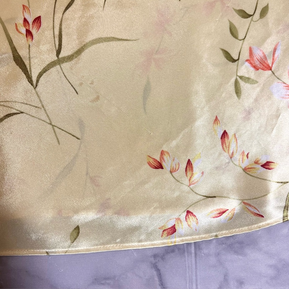 Y2K XL Oscar De La Renta Pink Label Floral Satin Feel Scoop Camisole Side Slits - Picture 7 of 14